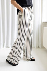Mia Noura Mia Noura Pants 7 Trousers - Woman Beige/Black - Stribe
