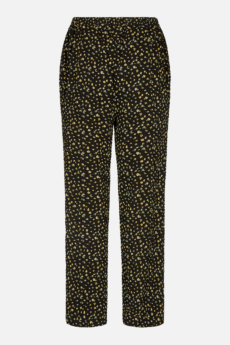 MILK Copenhagen Aurali Pants Trousers - Woman Black/Yellow flower