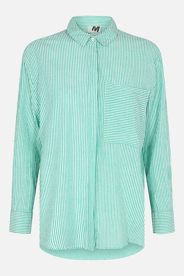 MILK Copenhagen Esmaralda Shirt Shirts - Woman Green/White Stripes
