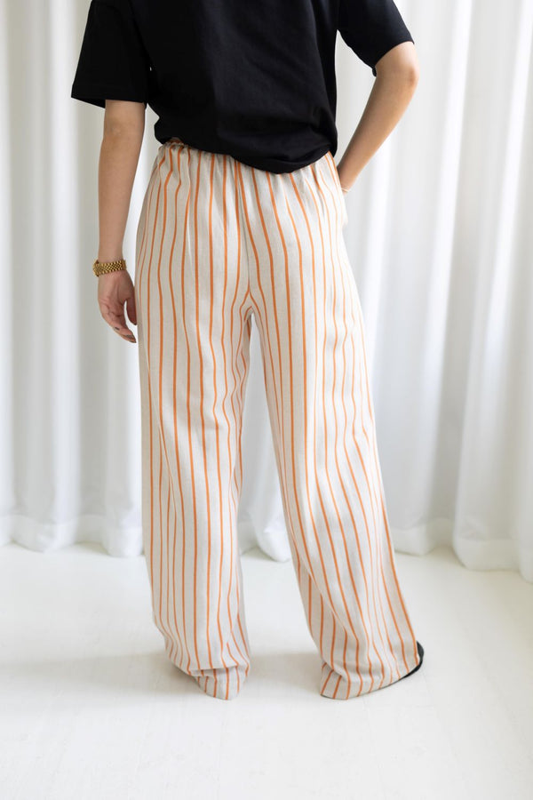 Mia Noura Mia Noura Pants 8 Trousers - Woman Beige/Orange - Stribe