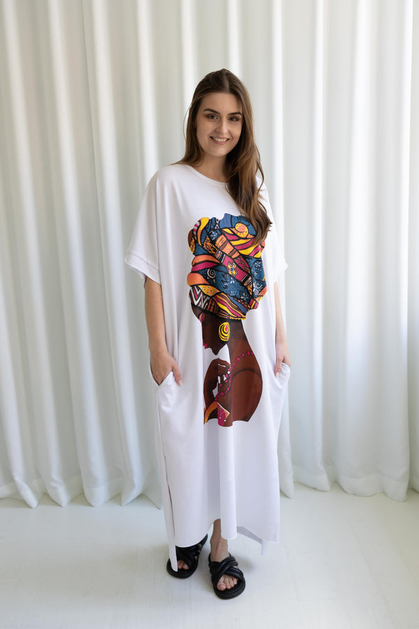 See More PRINTED Jersey Dress Dress - Woman White